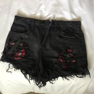 brand new black distressed high waisted shorts